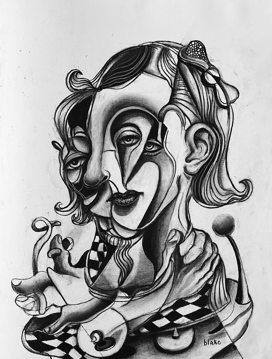 Picasso In Love, c.2021 (Charcoal on paper) av Blake Munch