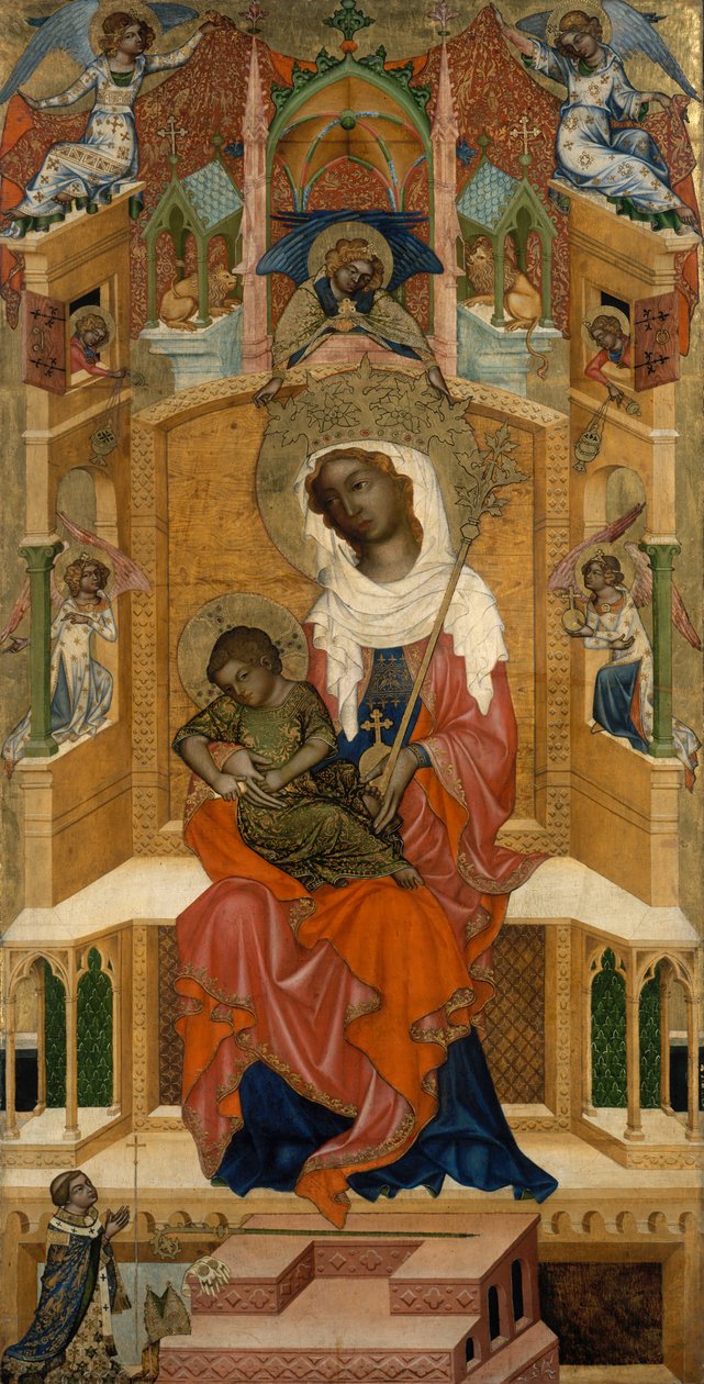 Maria tronar med barnet (Glatzer Madonna) av Bohemian Master