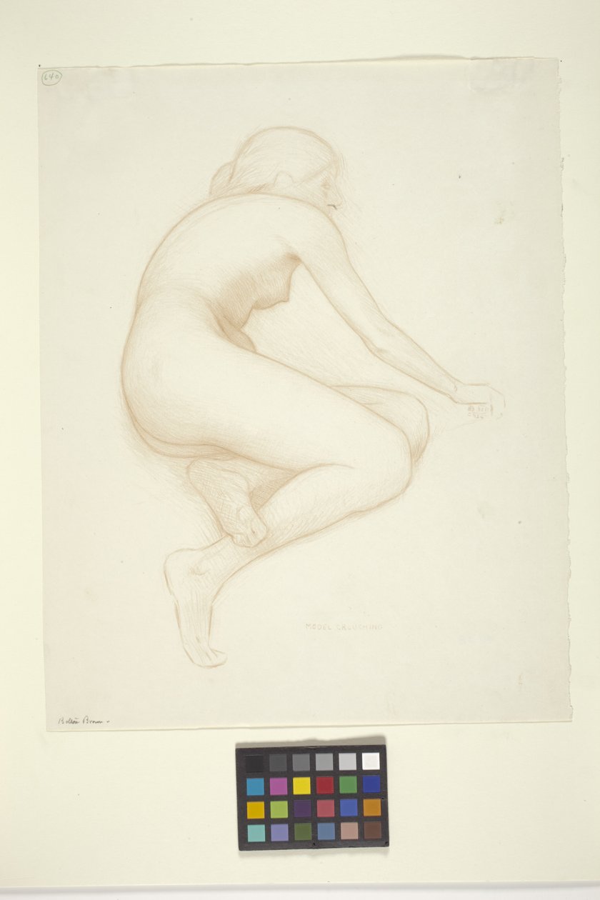 Model Crouching (bläck på papper) av Bolton Coit Brown