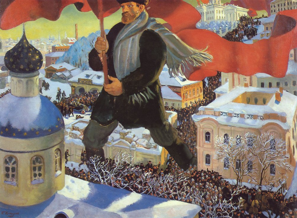 Bolshevik.  av Boris Mikhailovich Kustodiev