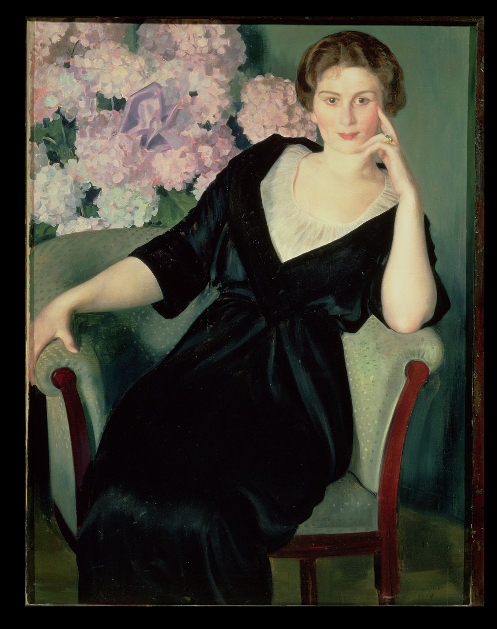 Porträtt av Rene Ivanovna Notgaft (f.1880) 1914 av Boris Mikhailovich Kustodiev
