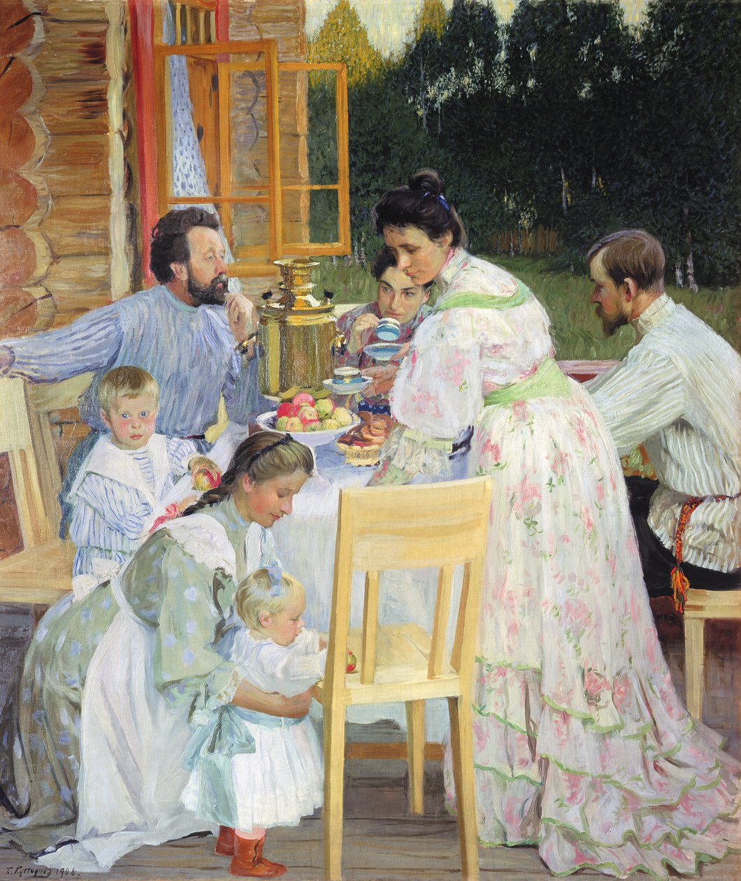 På terrassen, 1906 av Boris Mikhailovich Kustodiev