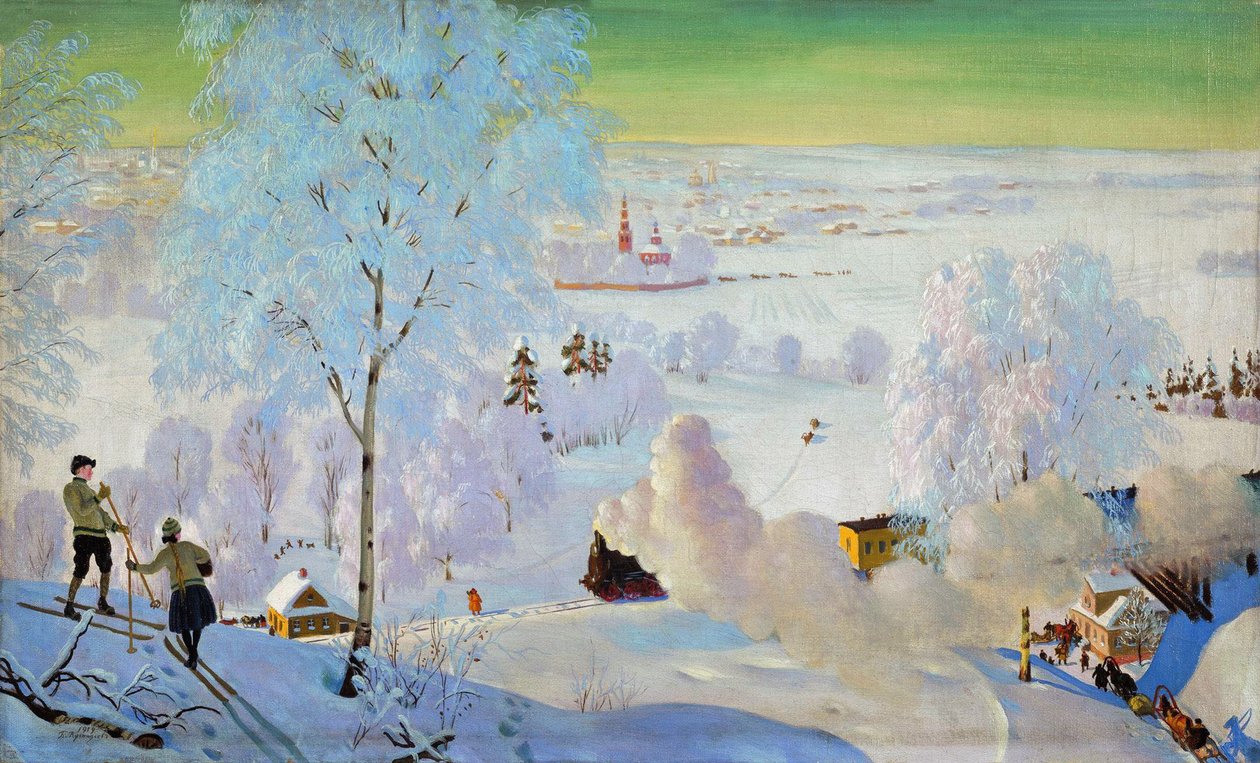 Skidåkare, 1919 av Boris Mikhailovich Kustodiev