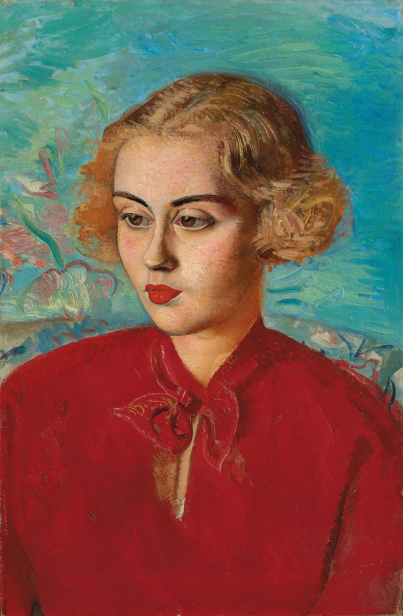 Kvinna i rött av Boris Dmitrievich Grigoriev