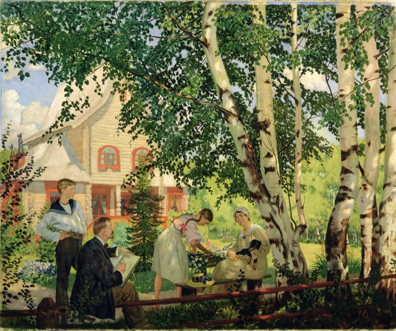 Hjemme, 1914-18 swed av Boris Mikhailovich Kustodiev