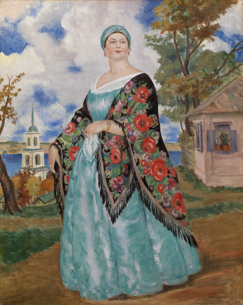 Köpmannafru, 1923 av Boris Mikhailovich Kustodiev