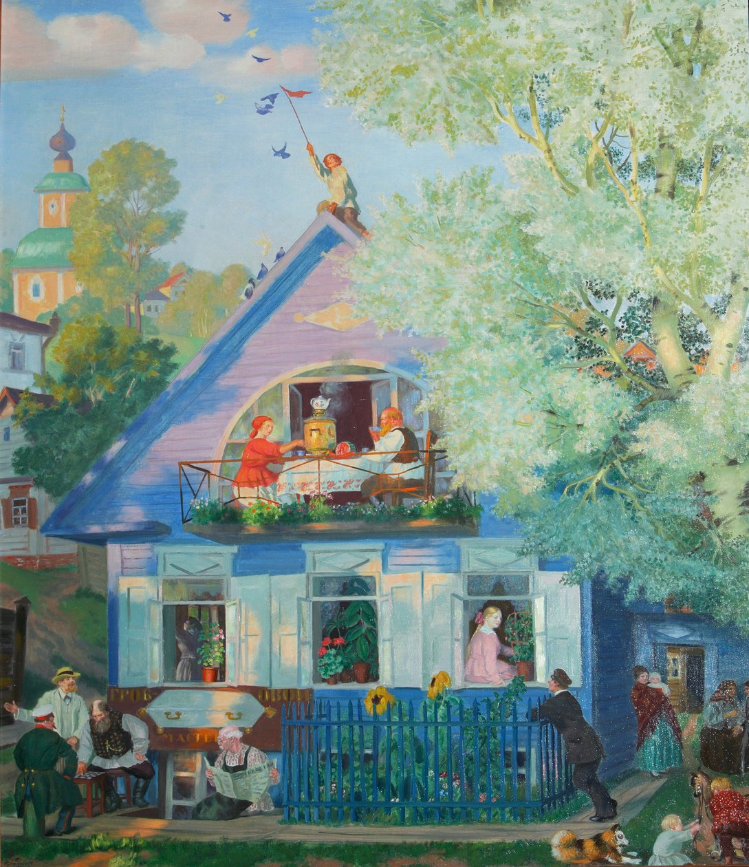 Litet blått hus, 1920 av Boris Mikhailovich Kustodiev