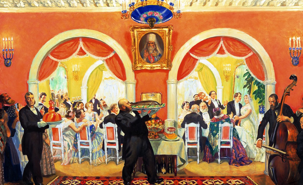 Bröllopsfest av Boris Mikhailovich Kustodiev