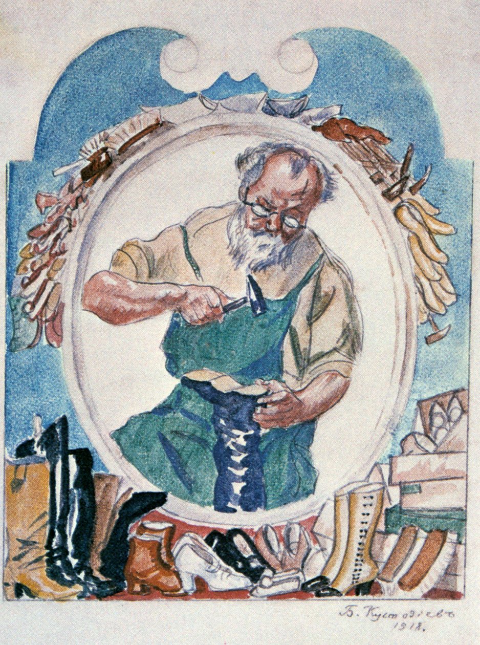 Skomakaren, 1918. av Boris Mikhailovich Kustodiev