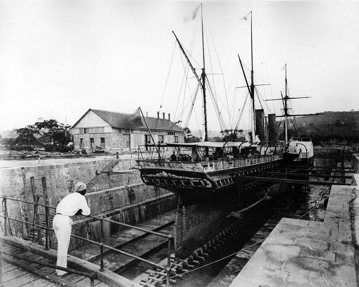 Paddle Steamer i en torrdocka i Västindien, ca 1880-talet av British Photographer