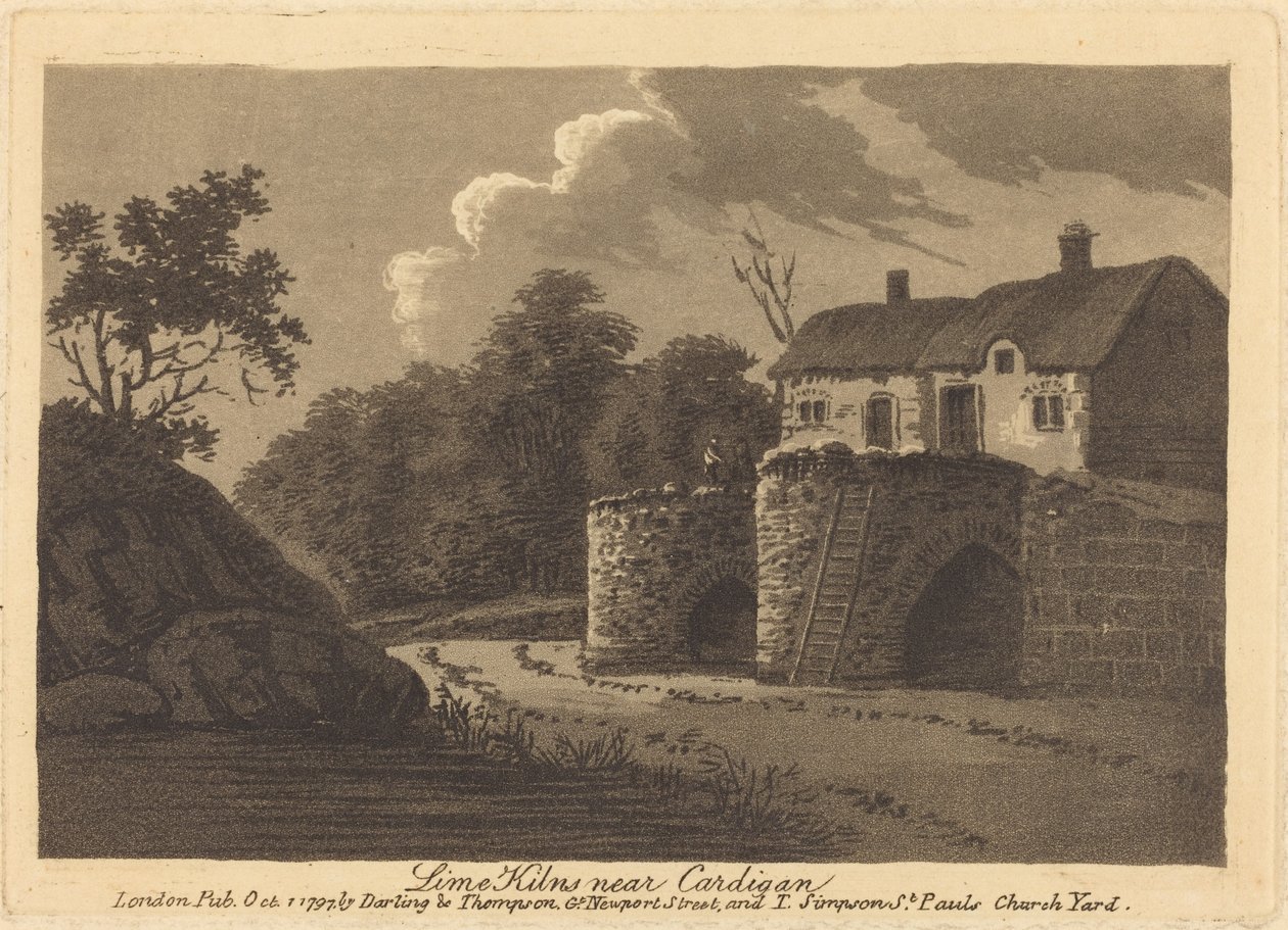 Lime Kilns nära Cardigan av British 18th Century
