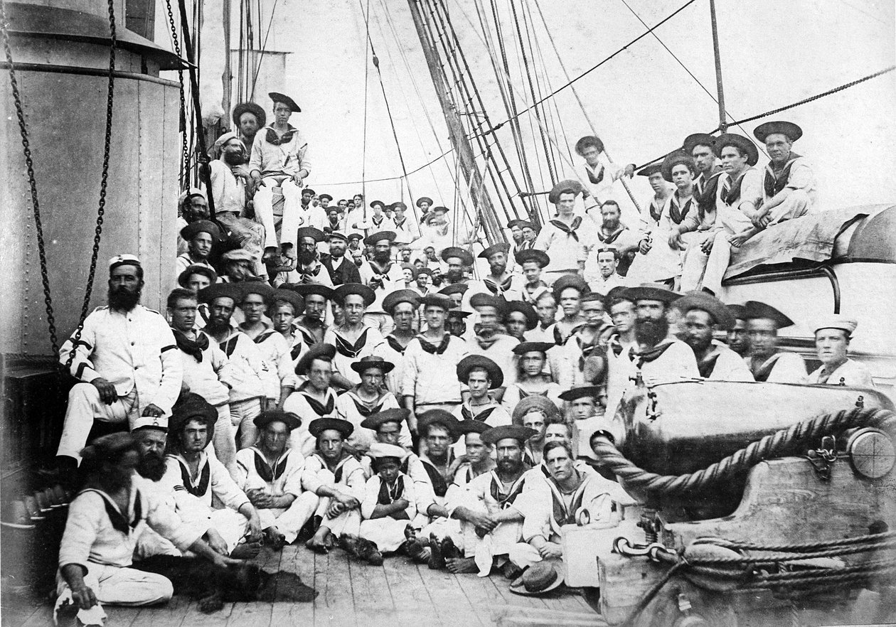Företag ombord på HMS Eclipse, ca 1888 av British Photographer