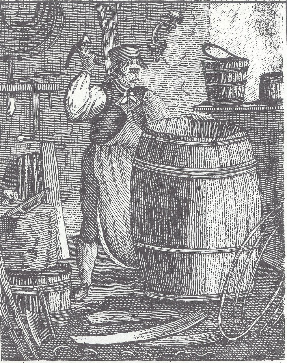 Cooper gör fat (gravyr) av British School