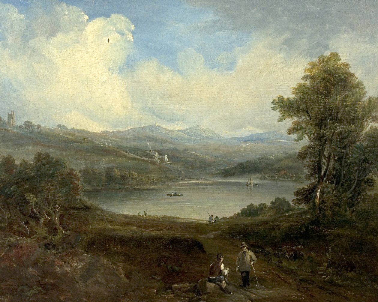 Grasmere, Westmorland, Cumbria (olja på trä) av British School