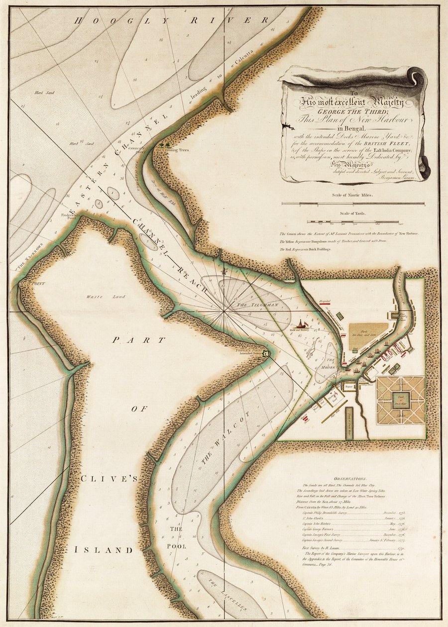 Karta över floden Hoogly, ca 1777 (gravyr) av British School