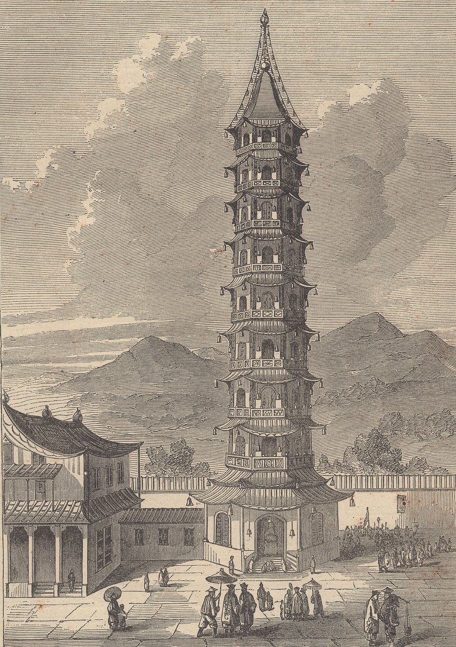 Porslinstorn i Nanjing (gravyr) av British School