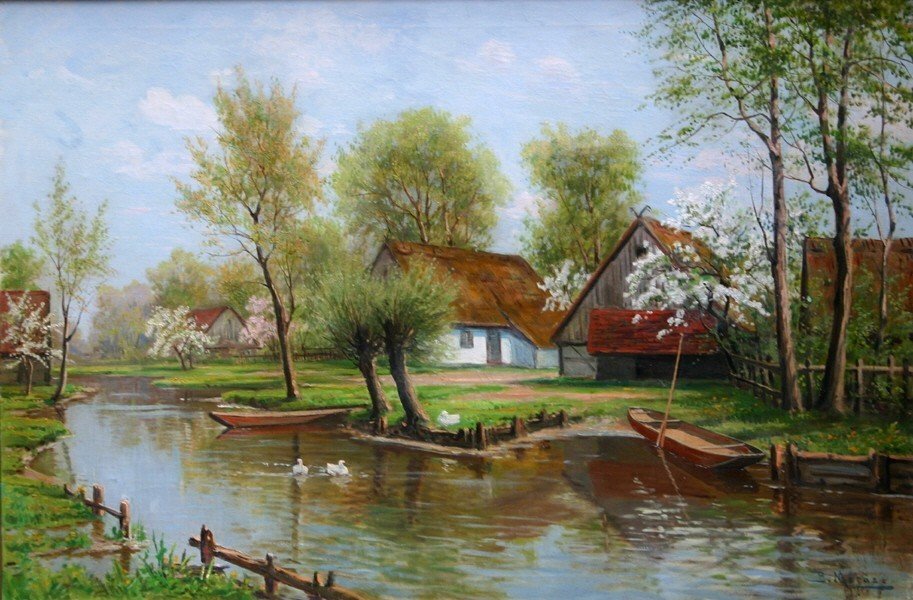  Kanal i Spreewald i Fruhlingn av Bruno Moras