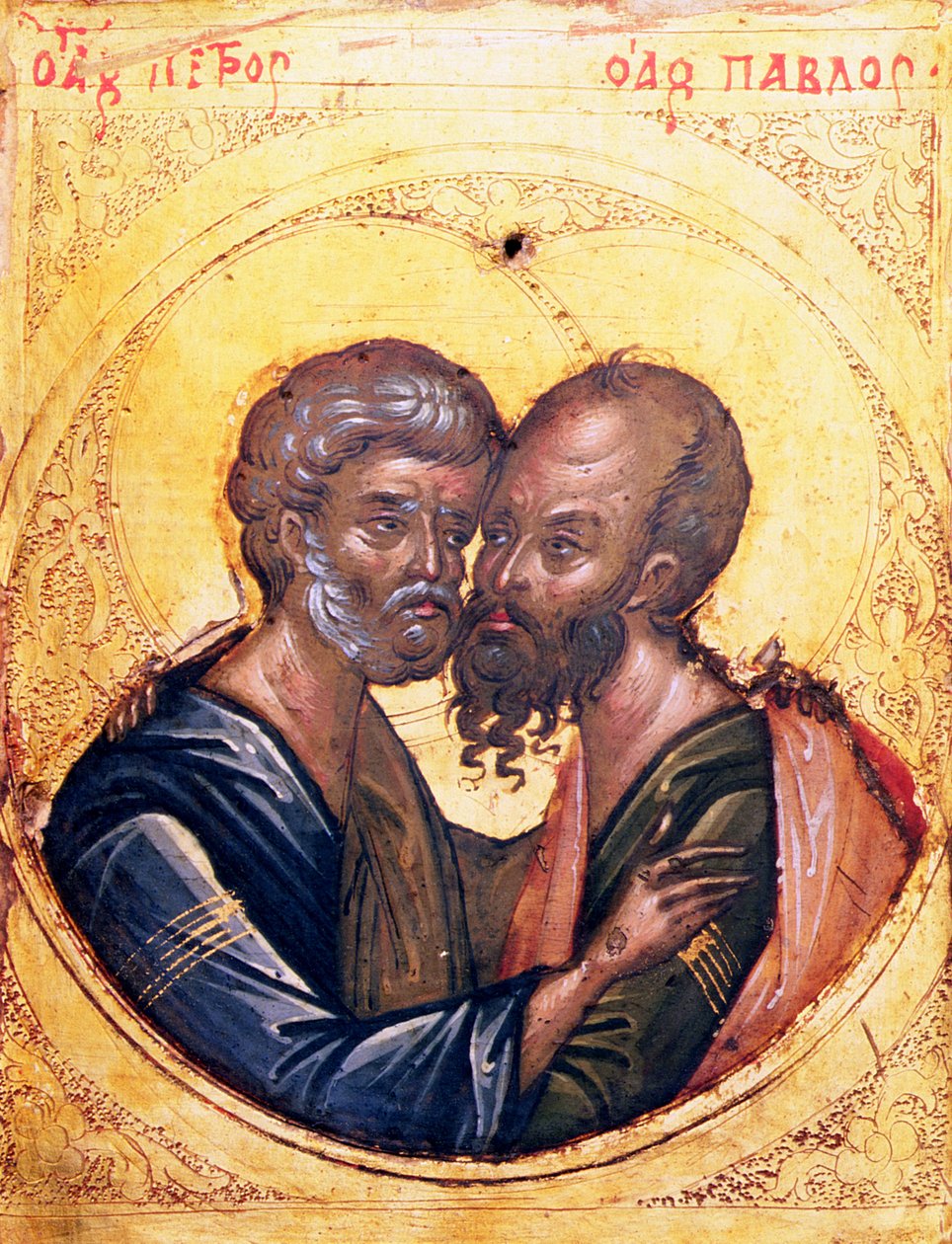 Ikon för SS. Peter och Paul (tempera på panel) av Byzantine