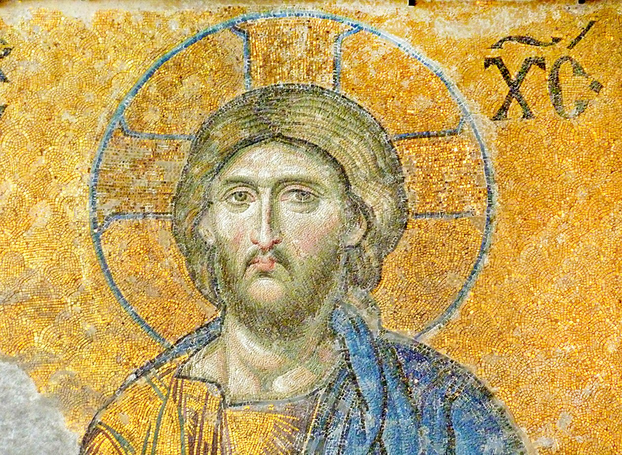 Deësis-mosaiken föreställande Kristus, Hagia Sophia, Turkiet, ca 1261 (mosaik) av Byzantine