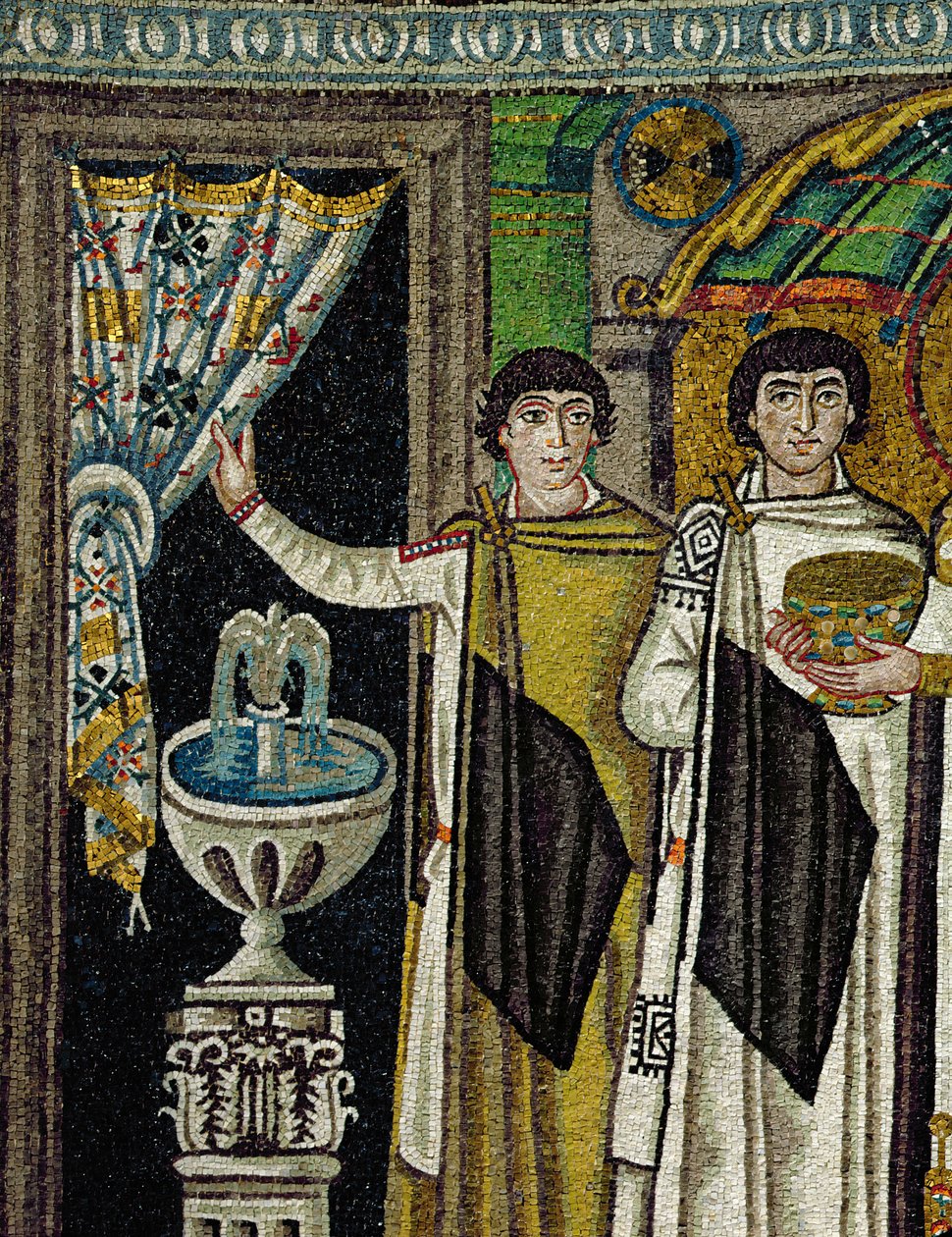 Courtiers by chemchemi (mosaic)swed av Byzantine School