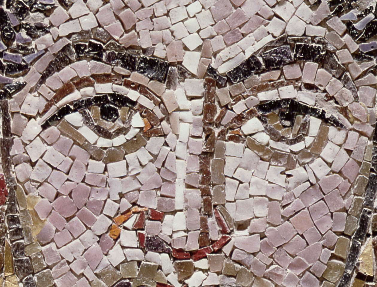 Kejsar Justinianus I (483-565) c.547 AD (mosaik) (detalj av 140283) av Byzantine School