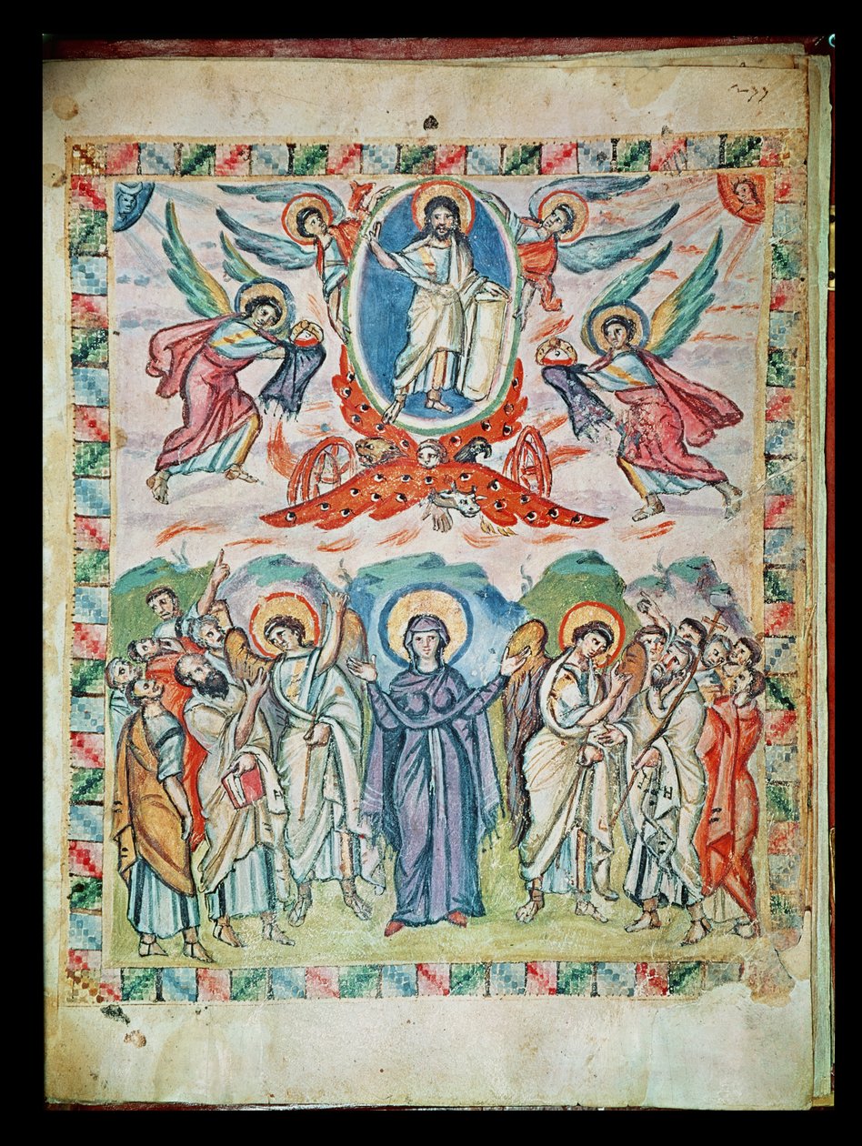 Ms Plt 1 56 The Ascension, från Rabula-evangelierna, 586 AD av Byzantine School