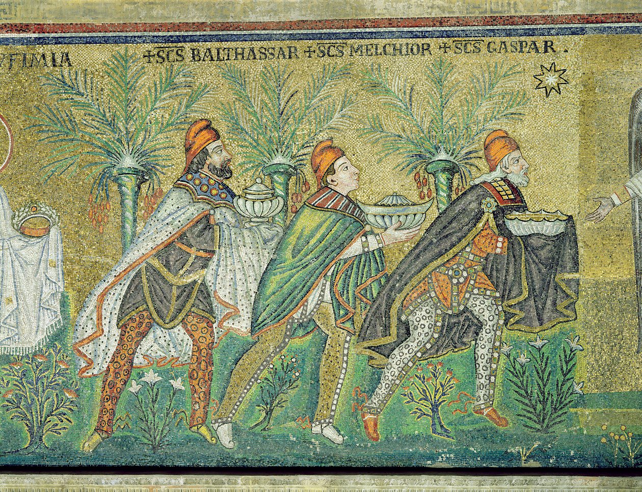 Processionen av de tre kungarna (mosaik) av Byzantine School
