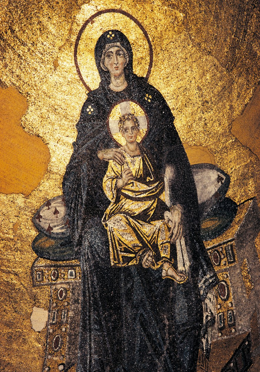 Jungfru och barn på tronen (mosaik) av Byzantine Byzantine