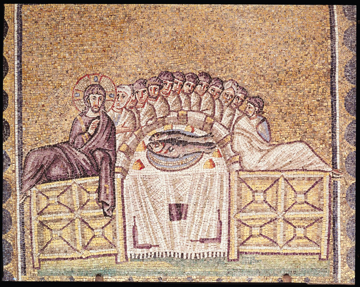 Nattvarden (mosaik) av Byzantine School