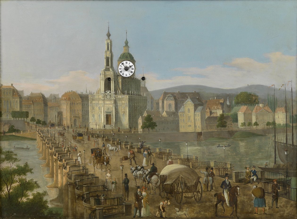 Wiener Biedermeier bildklocka Dresden av C. L. Hofmeister
