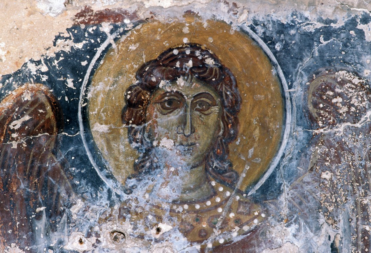 Jesus fresk i kyrkan Agia Anna av J.B. and Brown J. Rowbotham