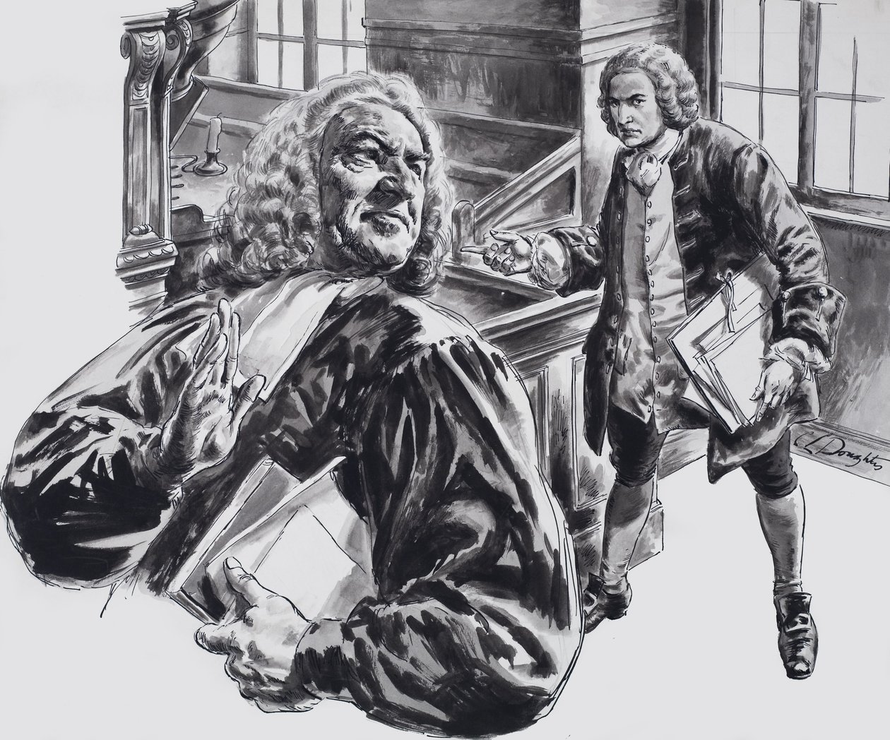 Johann Sebastian Bach (gouache på papper) av C.L. Doughty