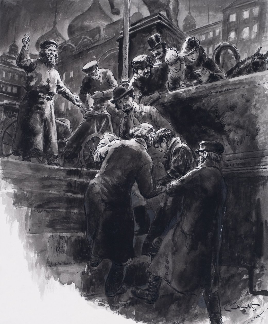 Tjajkovskijs självmordsförsök (gouache på papper) av C.L. Doughty