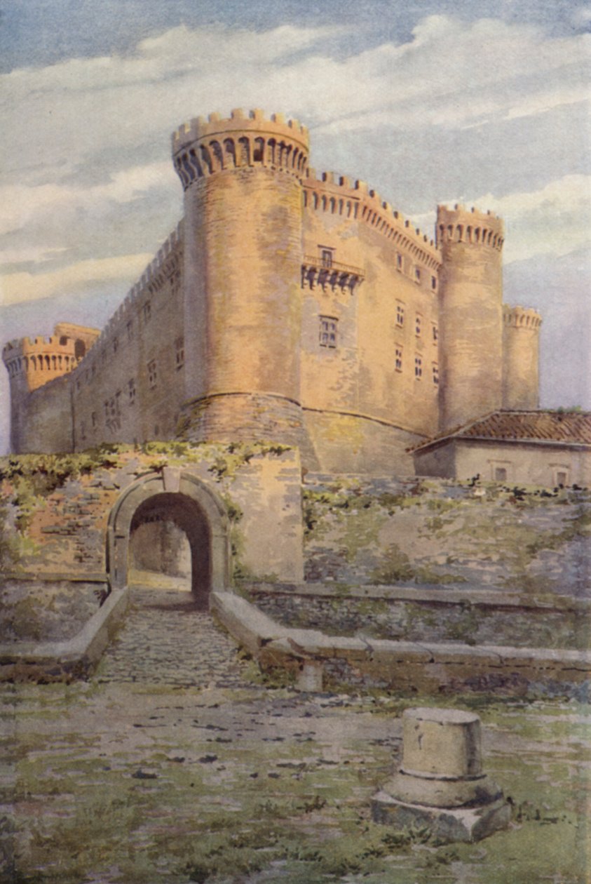 Castel Odescalchi, Bracciano (färg litho) av C.T.G. Formili