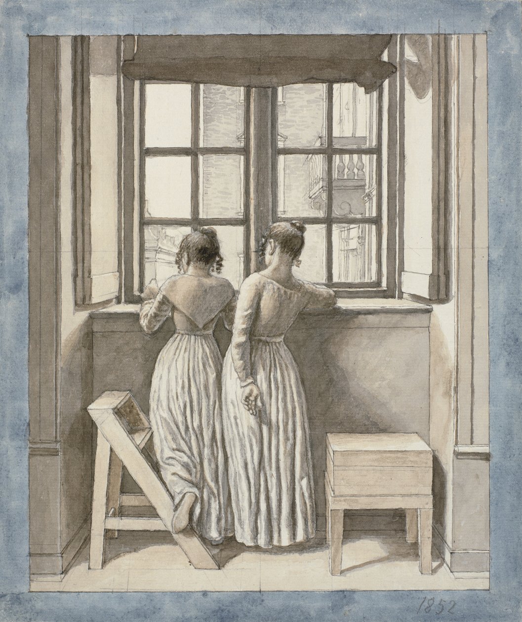 Vid ett fönster i konstnärens studio av Christoffer Wilhelm Eckersberg