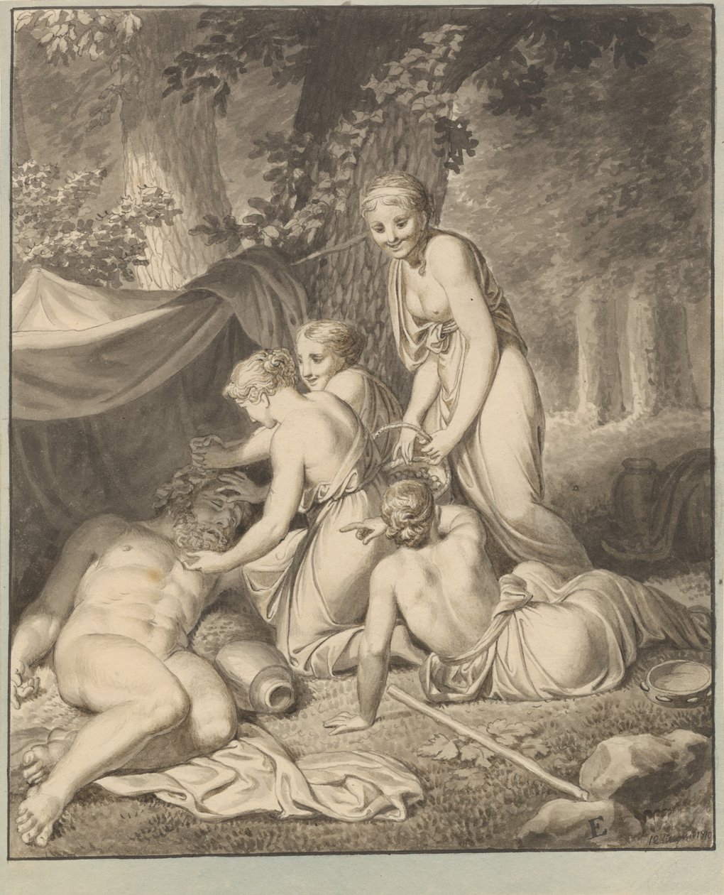 Den sovande Silen väcks av Bacchantindern av Christoffer Wilhelm Eckersberg