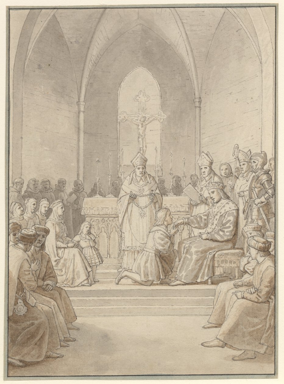 Stiftelsen av Elefantorden. av Christoffer Wilhelm Eckersberg