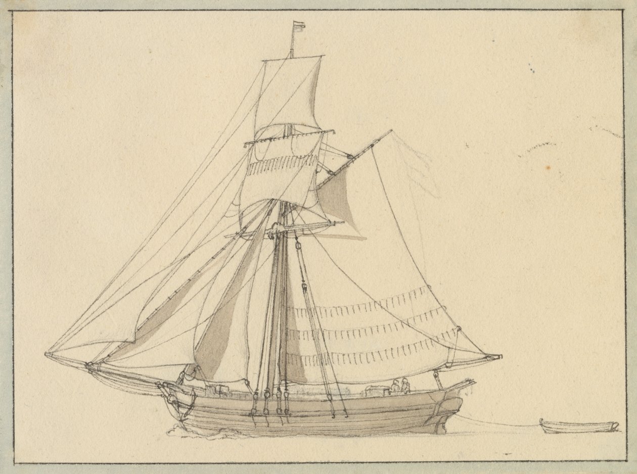 En slup under segel. av Christoffer Wilhelm Eckersberg