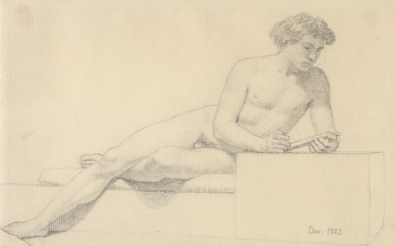 Liggande manlig modell. av Christoffer Wilhelm Eckersberg