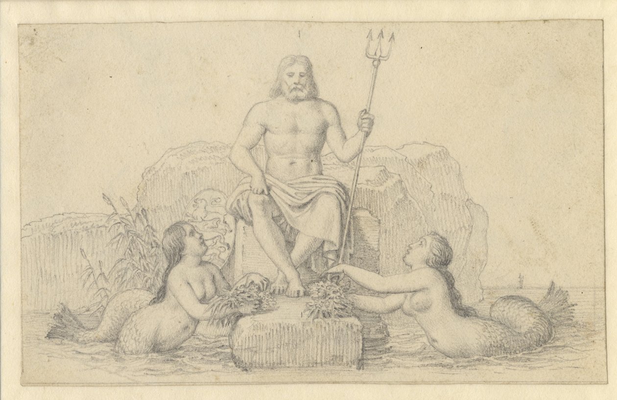 Neptunus och två nereider. av Christoffer Wilhelm Eckersberg