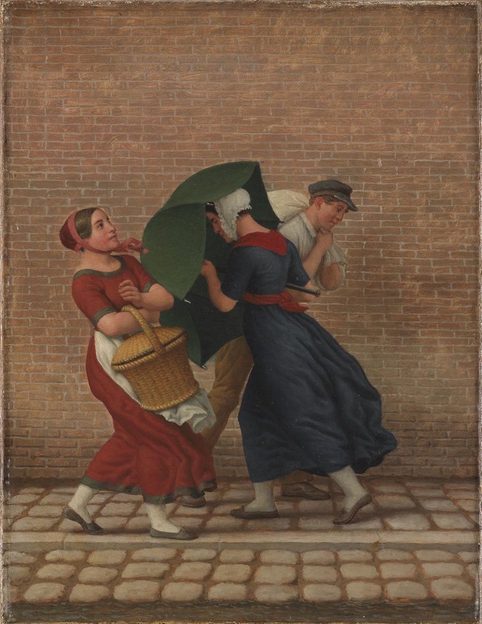 Gatubild i blåsigt och regnigt väder av Christoffer Wilhelm Eckersberg