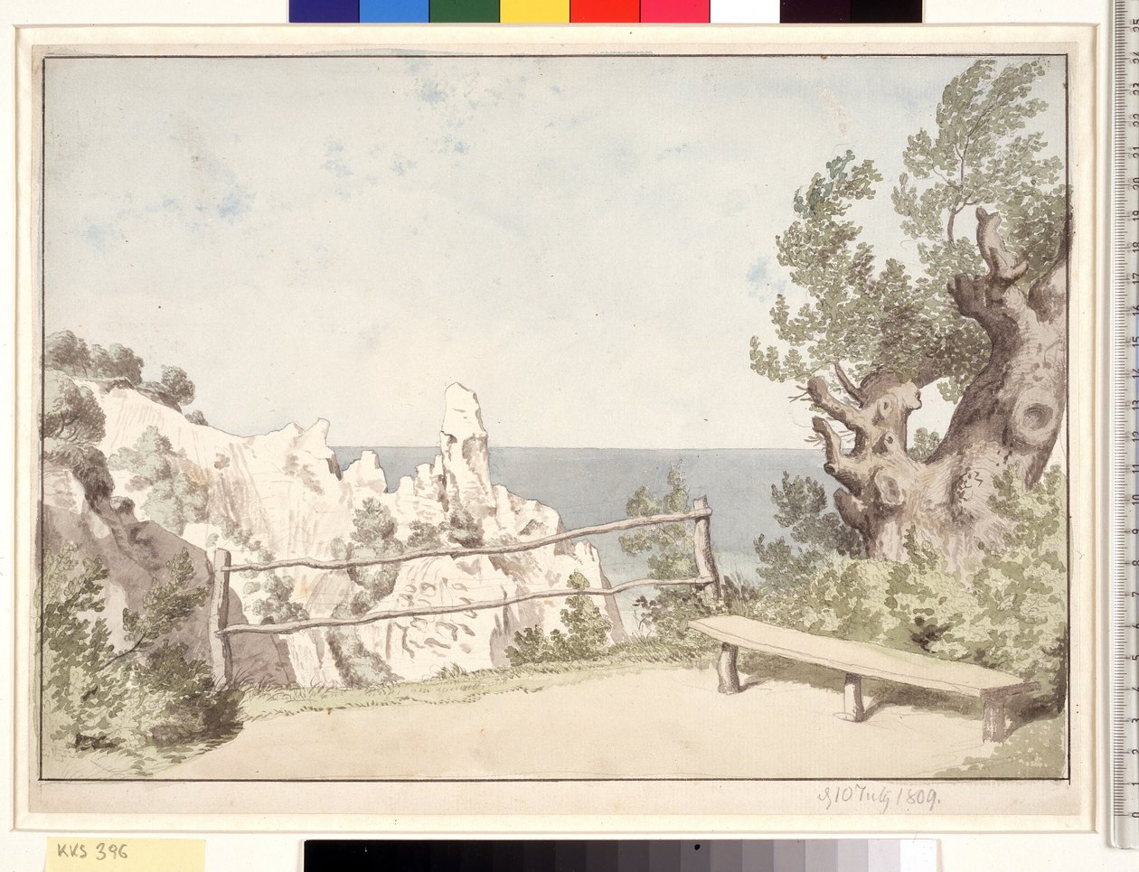 Utsikt från Møns Klint vid Sommerspiret av Christoffer Wilhelm Eckersberg