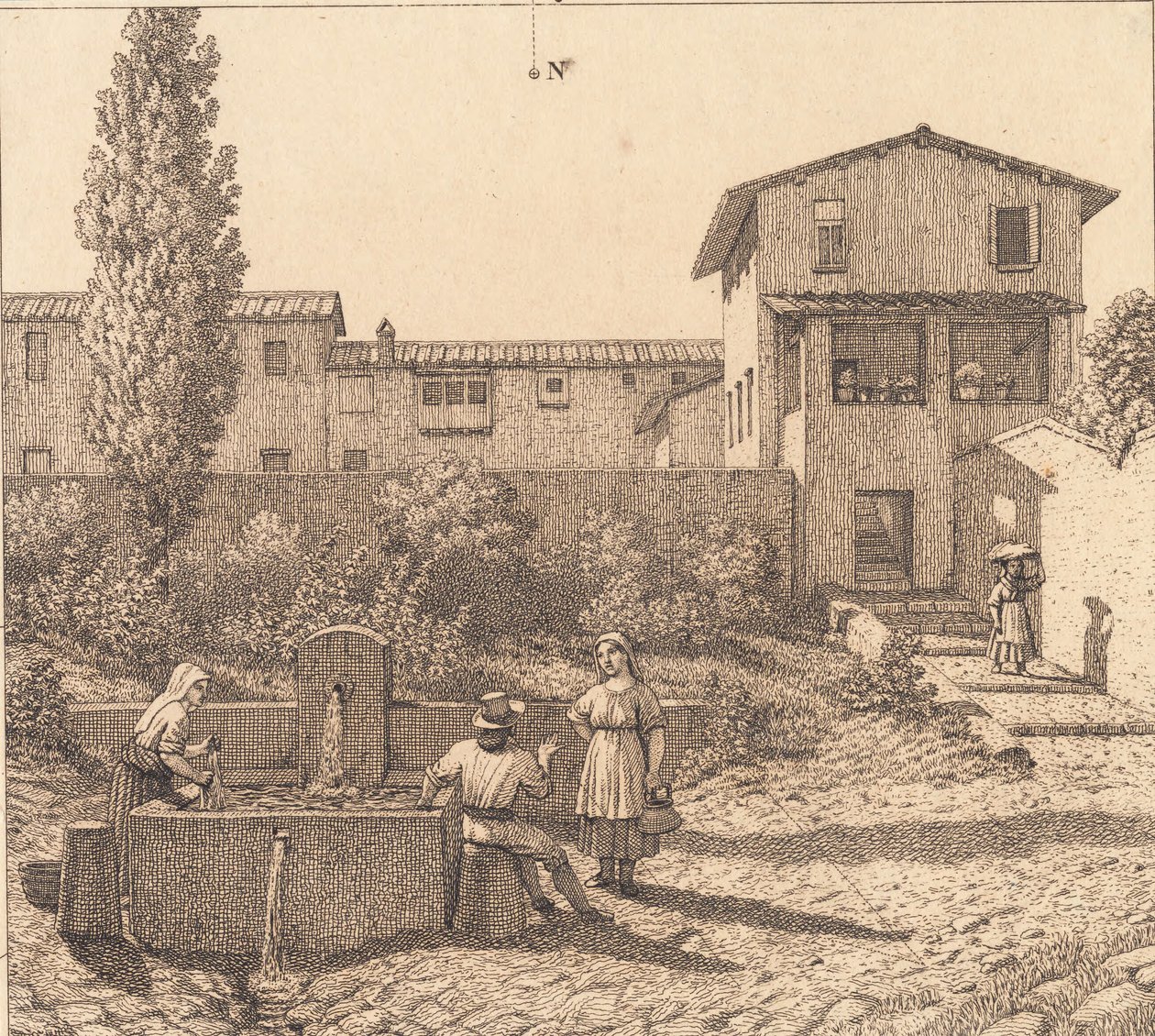 Utsikt över en italiensk by av Christoffer Wilhelm Eckersberg