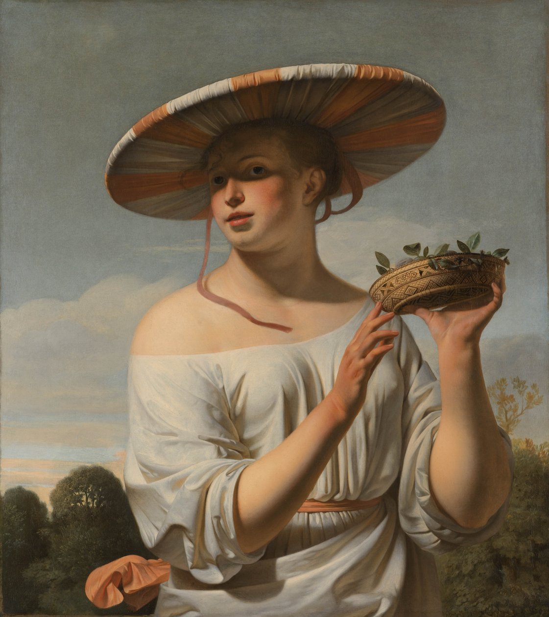 Girl in a Large Hat av Cesar Boetius van Everdingen