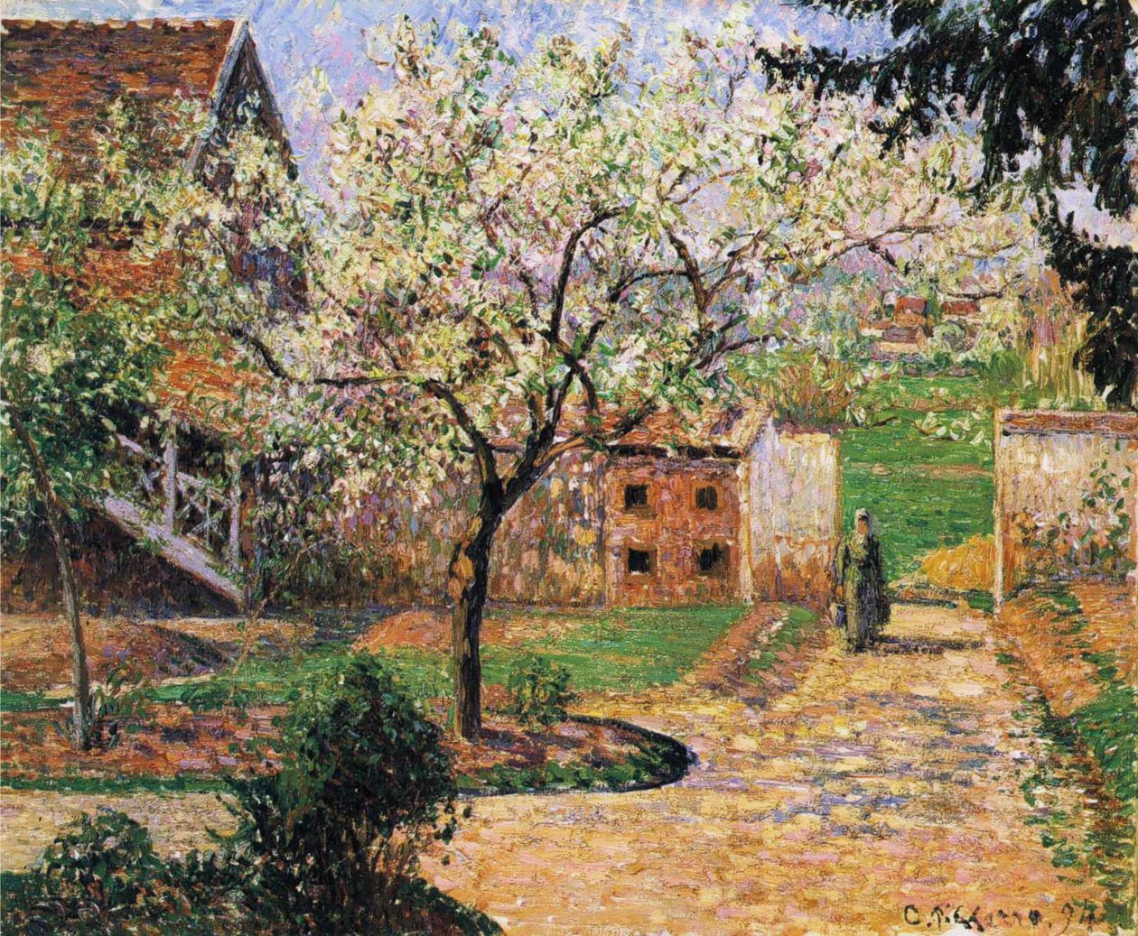 Flowering Plum Tree, Eragny av Camille Jacob Pissarro