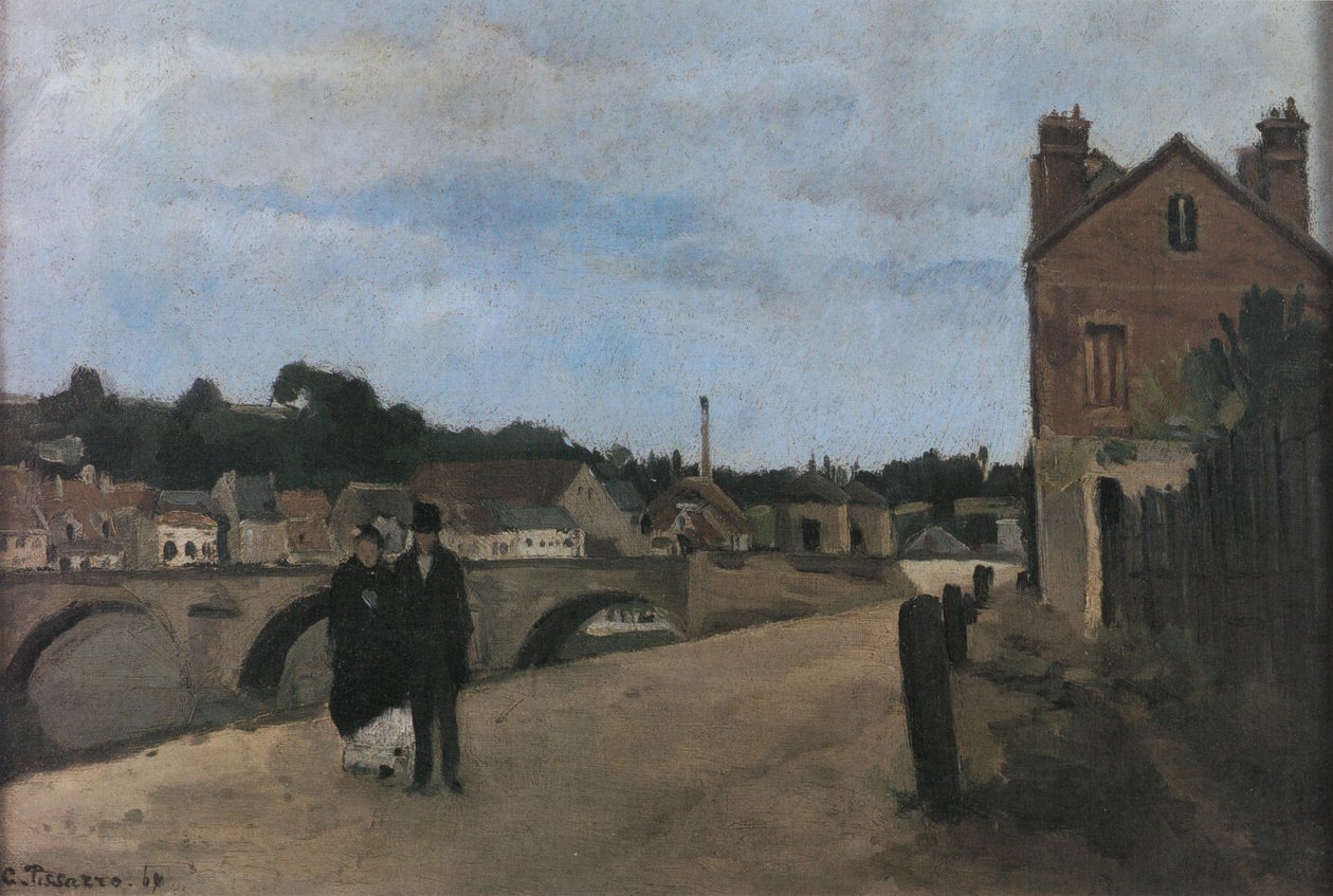 Vue de Pontoise, quai du Pothuis av Camille Jacob Pissarro
