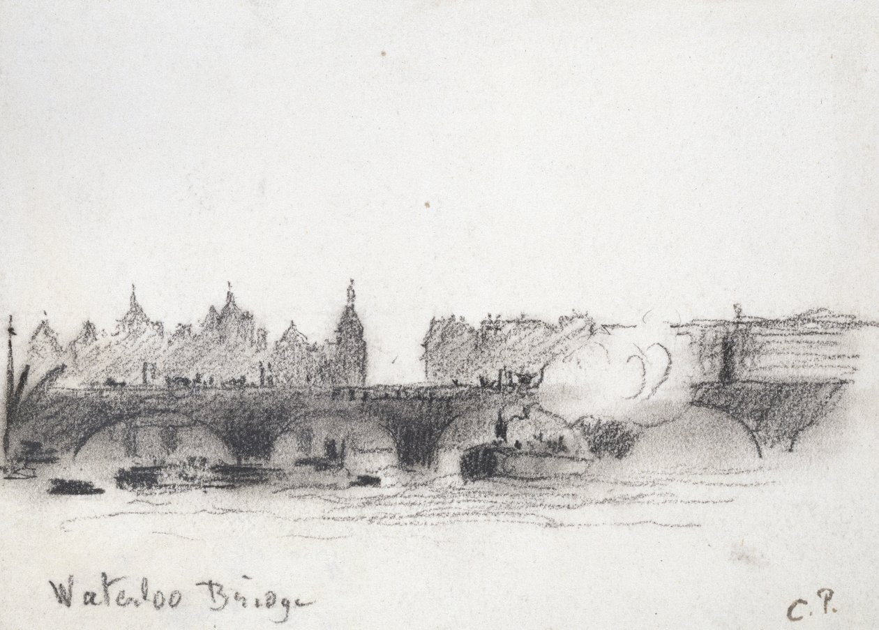Studie av Waterloo Bridge (kol) av Camille Jacob Pissarro