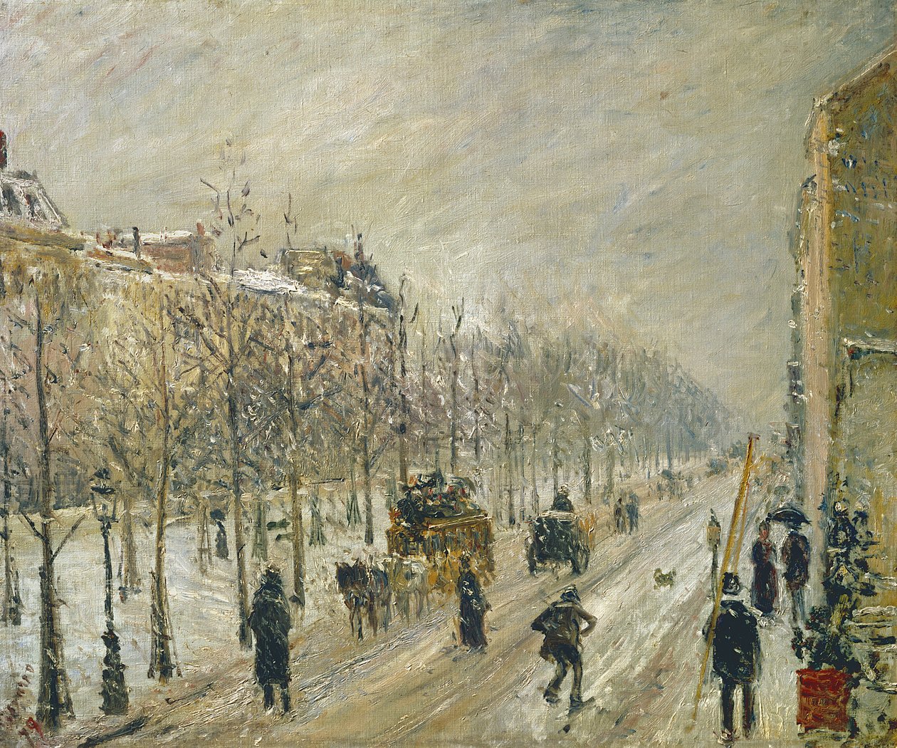 Boulevards under snö, 1879 av Camille Jacob Pissarro