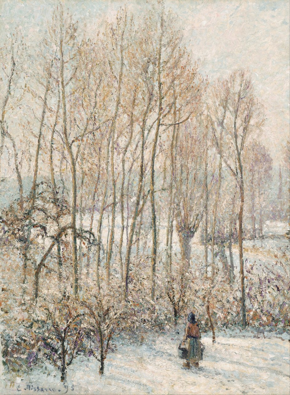 Morning Sunlight on the Snow, Eragny-sur-Epte av Camille Jacob Pissarro