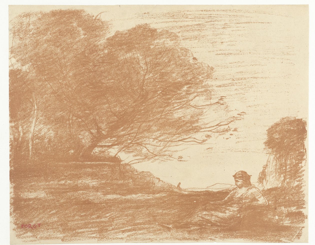 Sappho i landskapet Sappho av Camille Corot